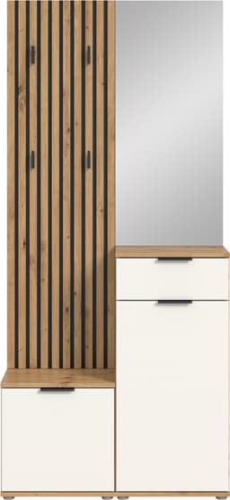 HBZ Kompaktgarderobe Simple mit Spiegel | Holztöne