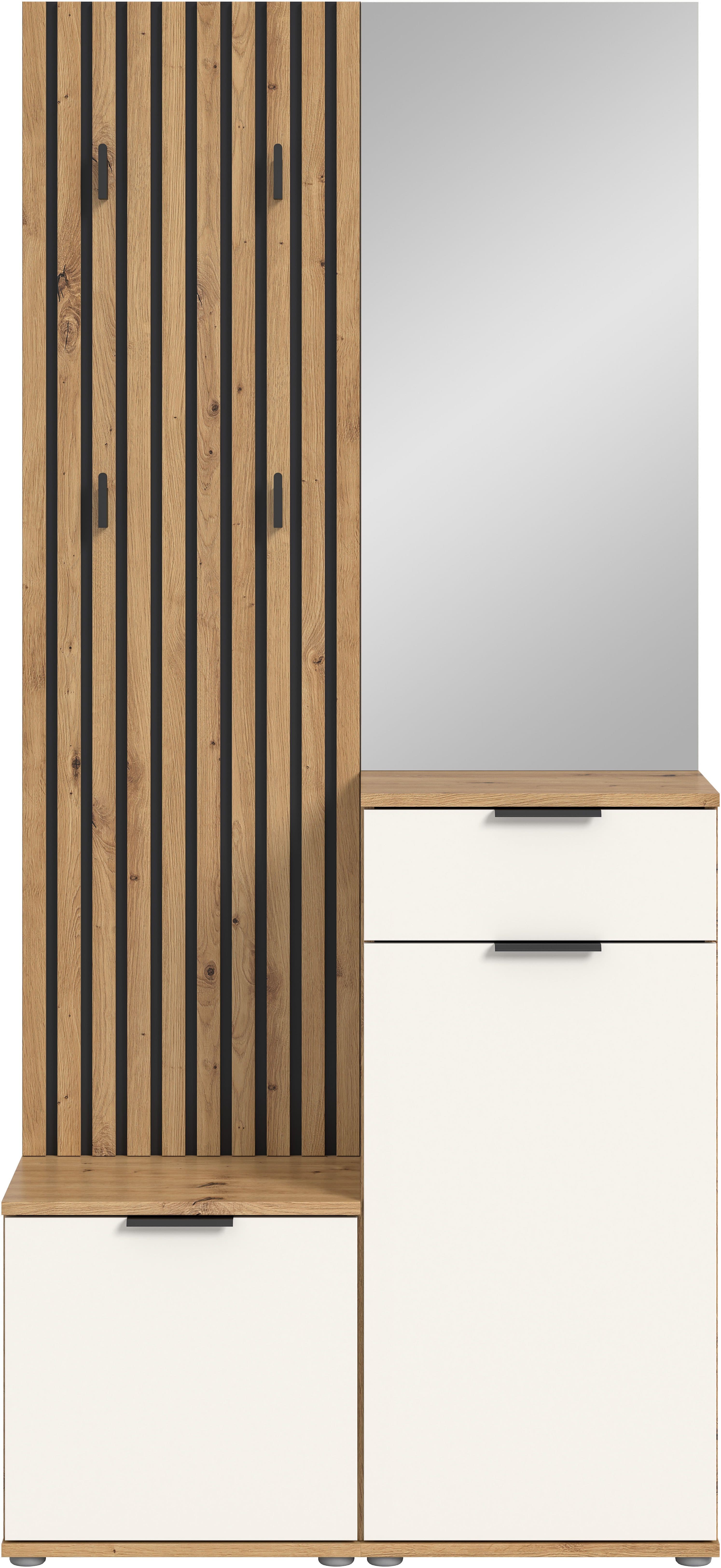HBZ Kompaktgarderobe Simple mit Spiegel | Holztöne