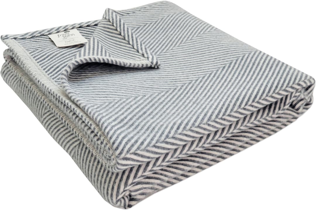 Wohndecke Bio Flanell Fischgrät | Grau