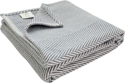 Wohndecke Bio Flanell Fischgrät | Grau