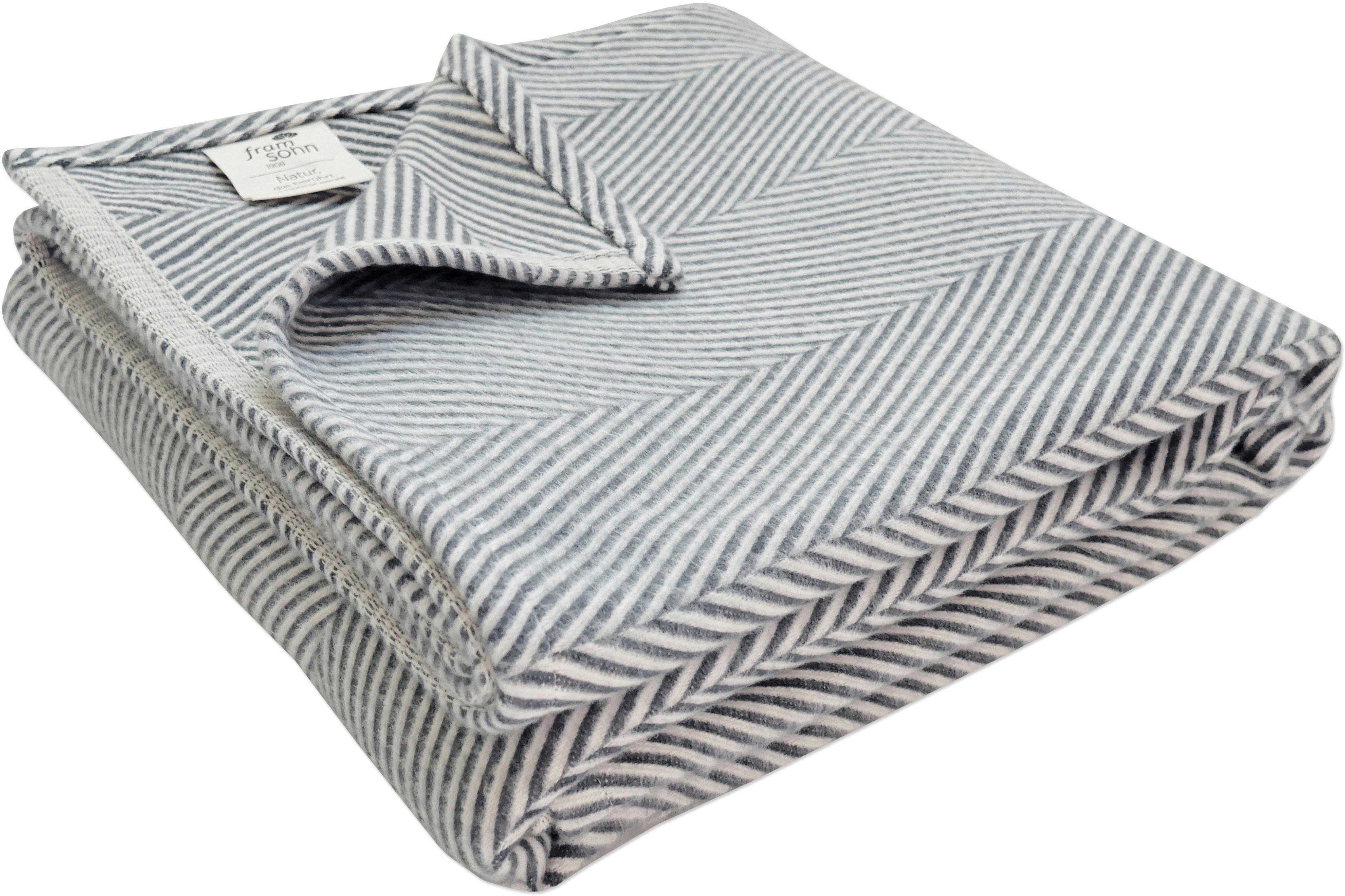 Wohndecke Bio Flanell Fischgrät | Grau