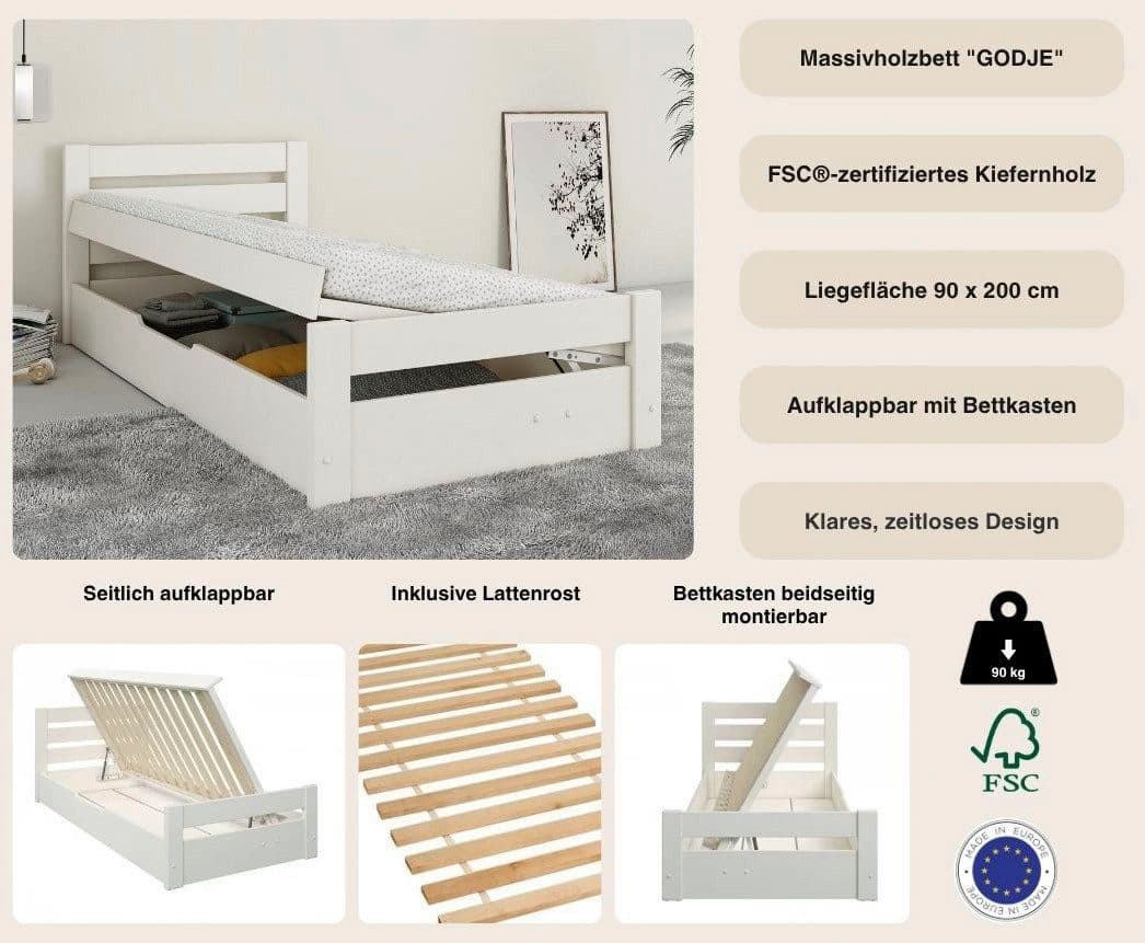 OTTO home Massivholzbett GODJE | Weiß