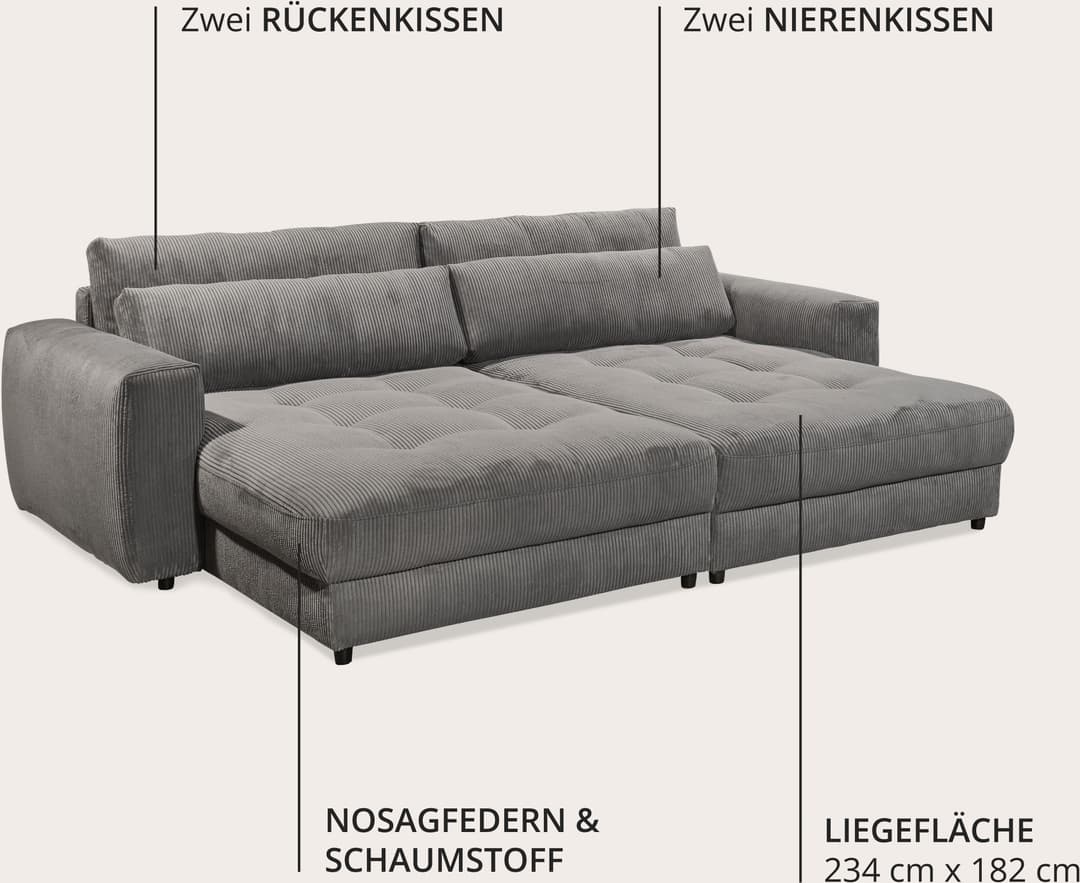 ED EXCITING DESIGN Big-Sofa Loveseat | Grau