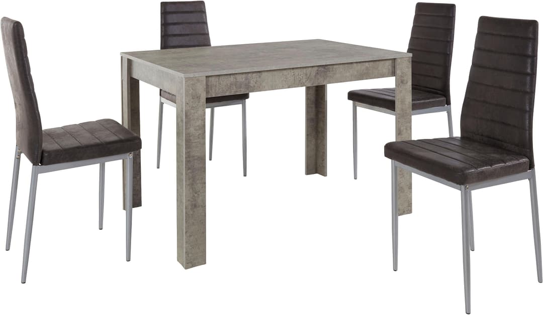 OTTO home Essgruppe mit Tisch und 4 Stühlen | Grau