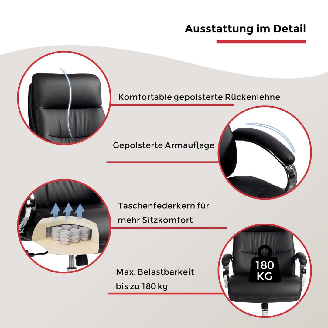 Duo Collection Chefsessel Federico 180 kg | Schwarz