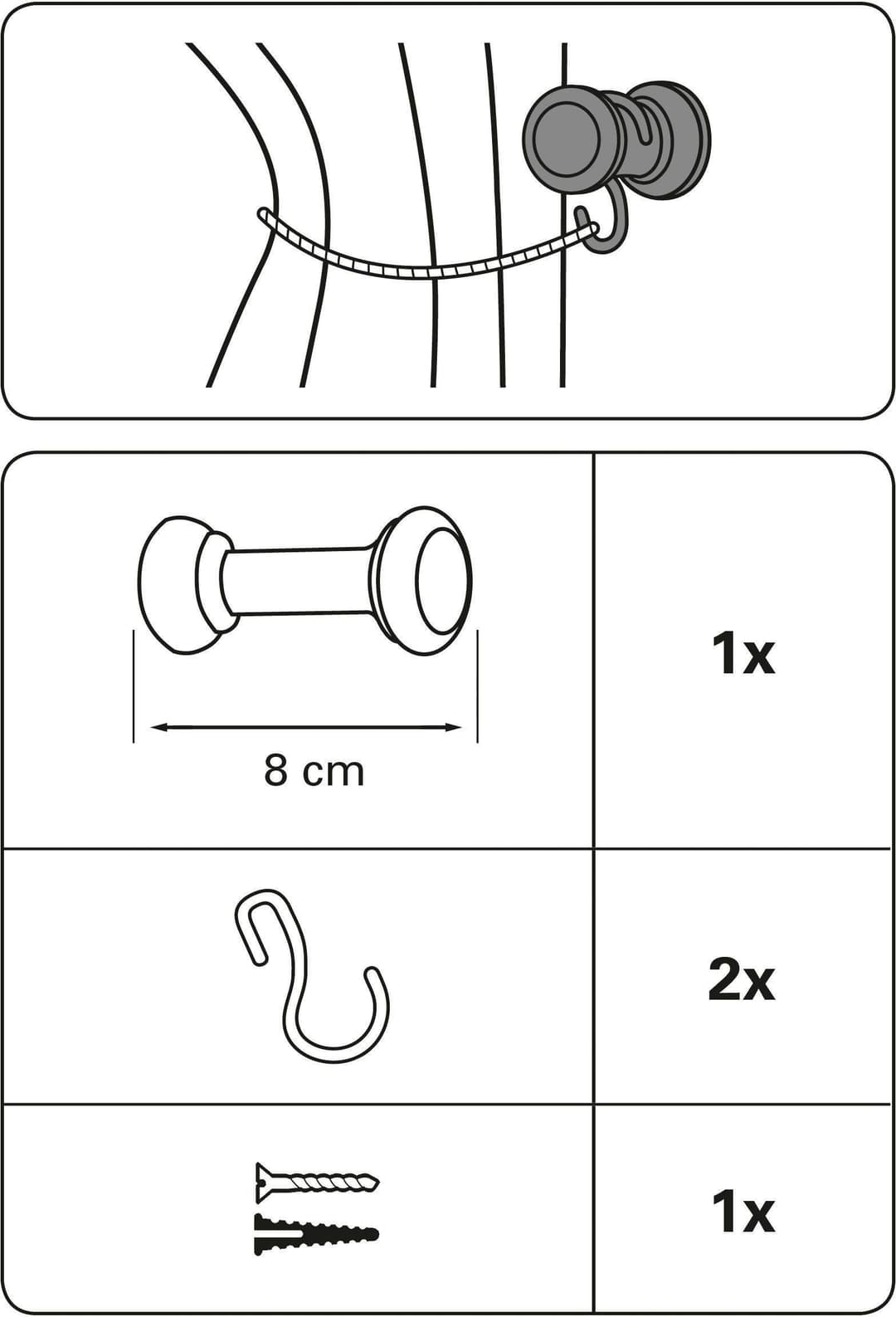 GARDINIA Schalhalter mit Haken | Weiß
