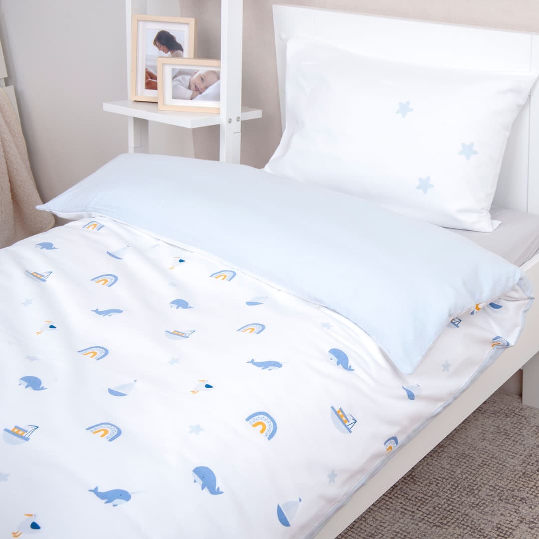 Baby Best Little Ocean Flanell Bettwäsche-Set | Blau