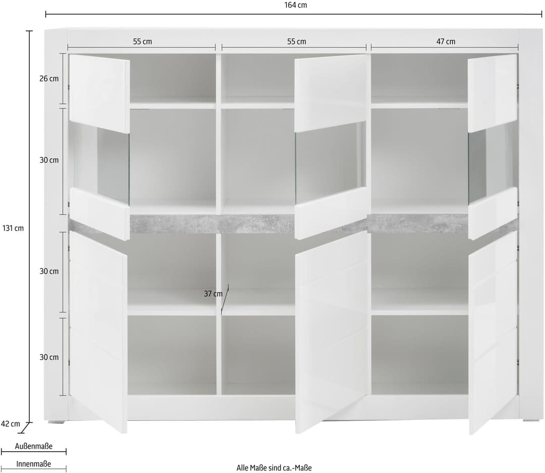 Home affaire Highboard Carat | Weiß