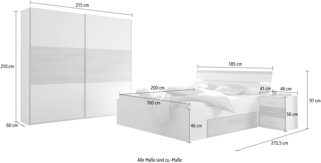 Schlafkontor Schlafzimmer-Set Kiara | Weiß
