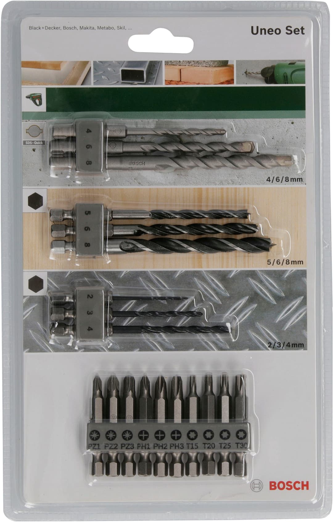 Bosch Home & Garden Werkzeugset Uneo Mixed Set | Silber