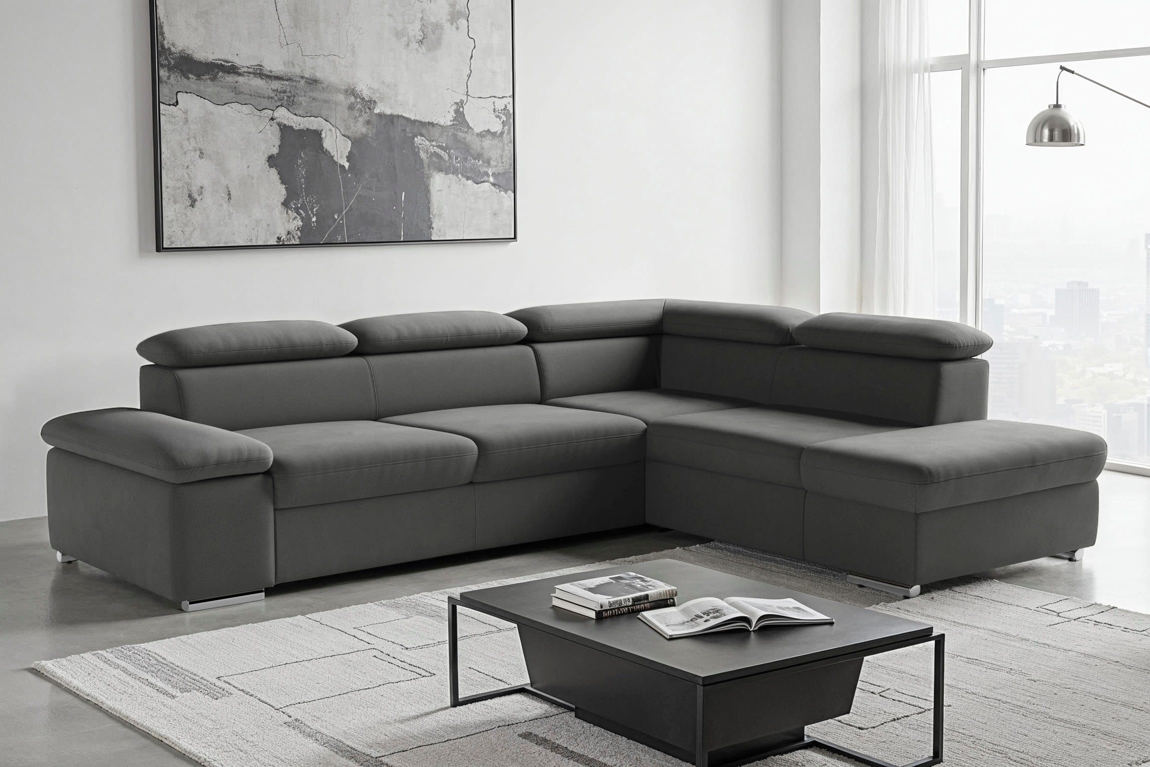 sit&more Ecksofa Valentine L-Form | Grau