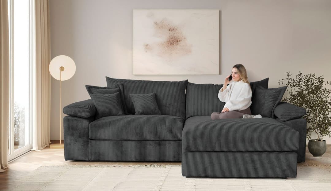 Home affaire Ecksofa Soft&Cosy XXL L-Form | Schwarz