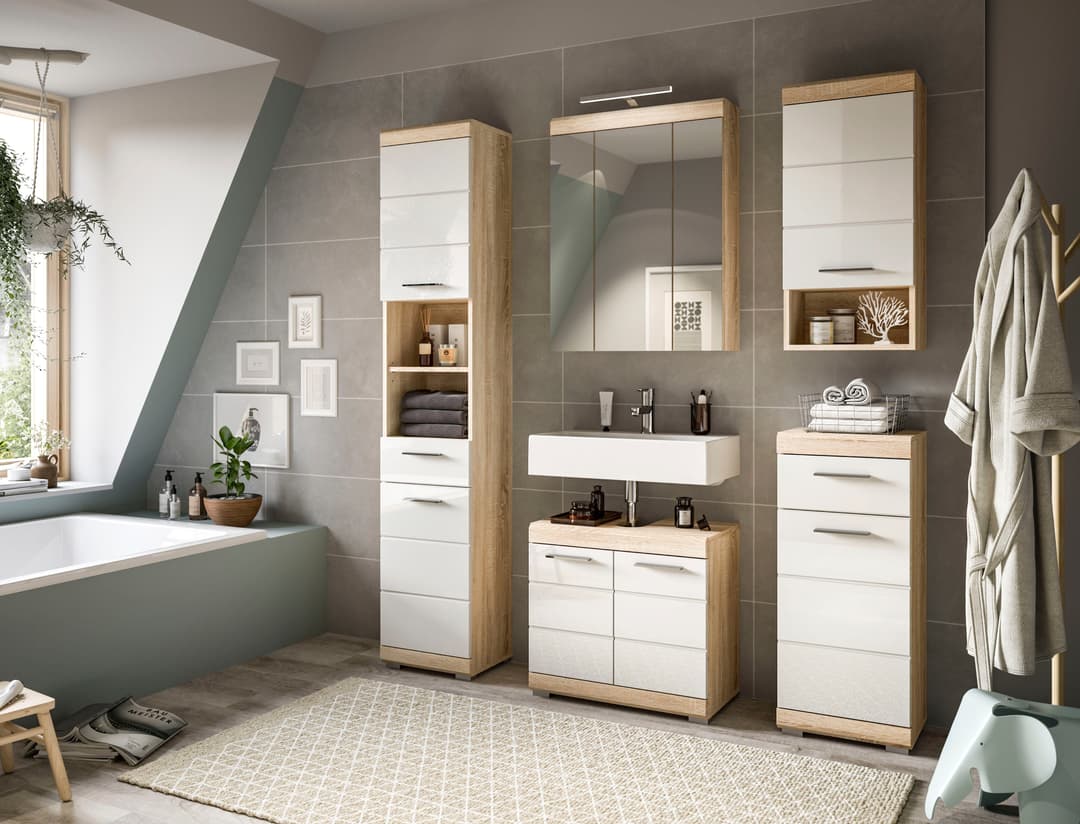 welltime Badezimmerspiegelschrank SIENA | Holztöne