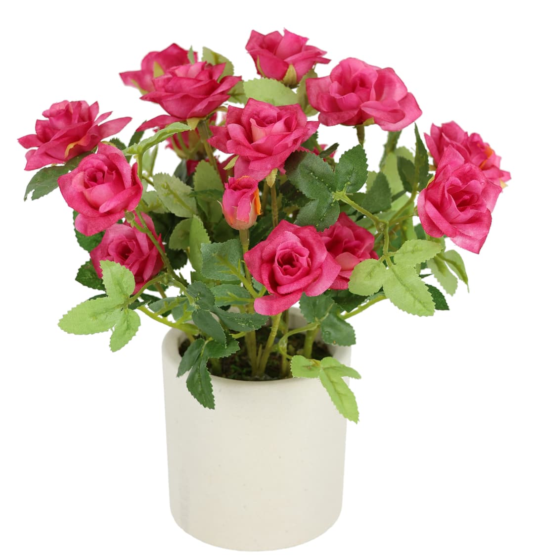 Kunstblume Wildrosen Busch im Topf | Rosa
