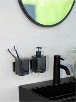 Wenko Zahnputzbecher Vacuum-Loc® Modell Quadro | Schwarz