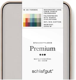 Schlafgut Spannbettlaken PREMIUM Mako-Zwirn-Jersey | Grau