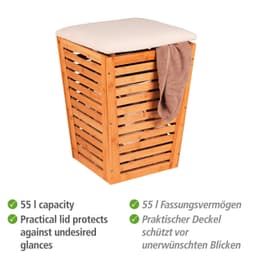 WENKO Wäschekorb Bambusa | Holztöne