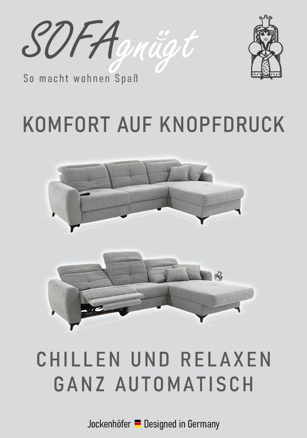 Jockenhöfer Gruppe Ecksofa Chillout L-Form | Grau