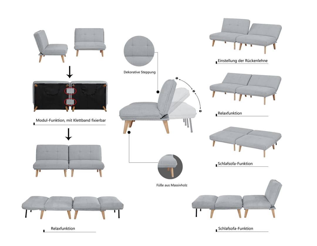 INOSIGN Sessel DELANEY Schlafsofa | Grau