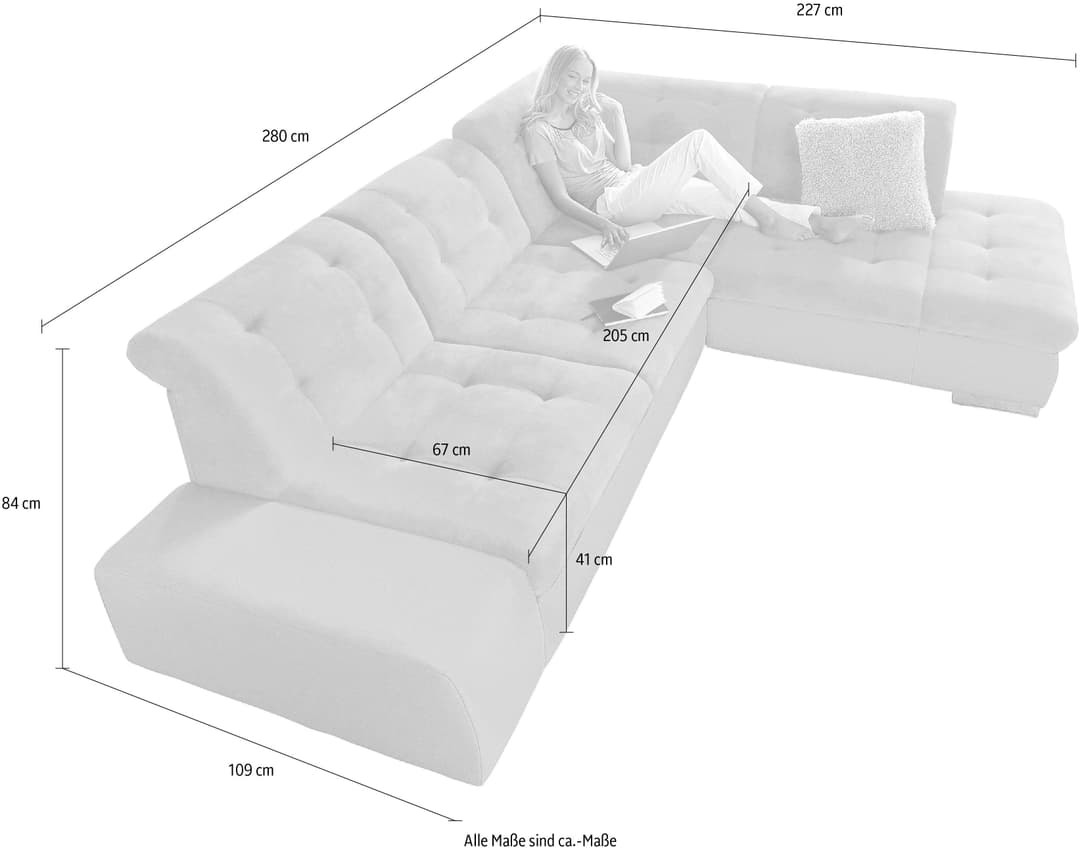sit&more Ecksofa Pale L-Form | Schwarz
