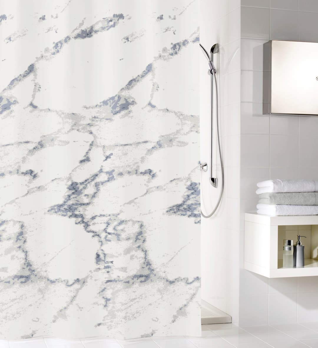 Kleine Wolke Duschvorhang Marble | Grau