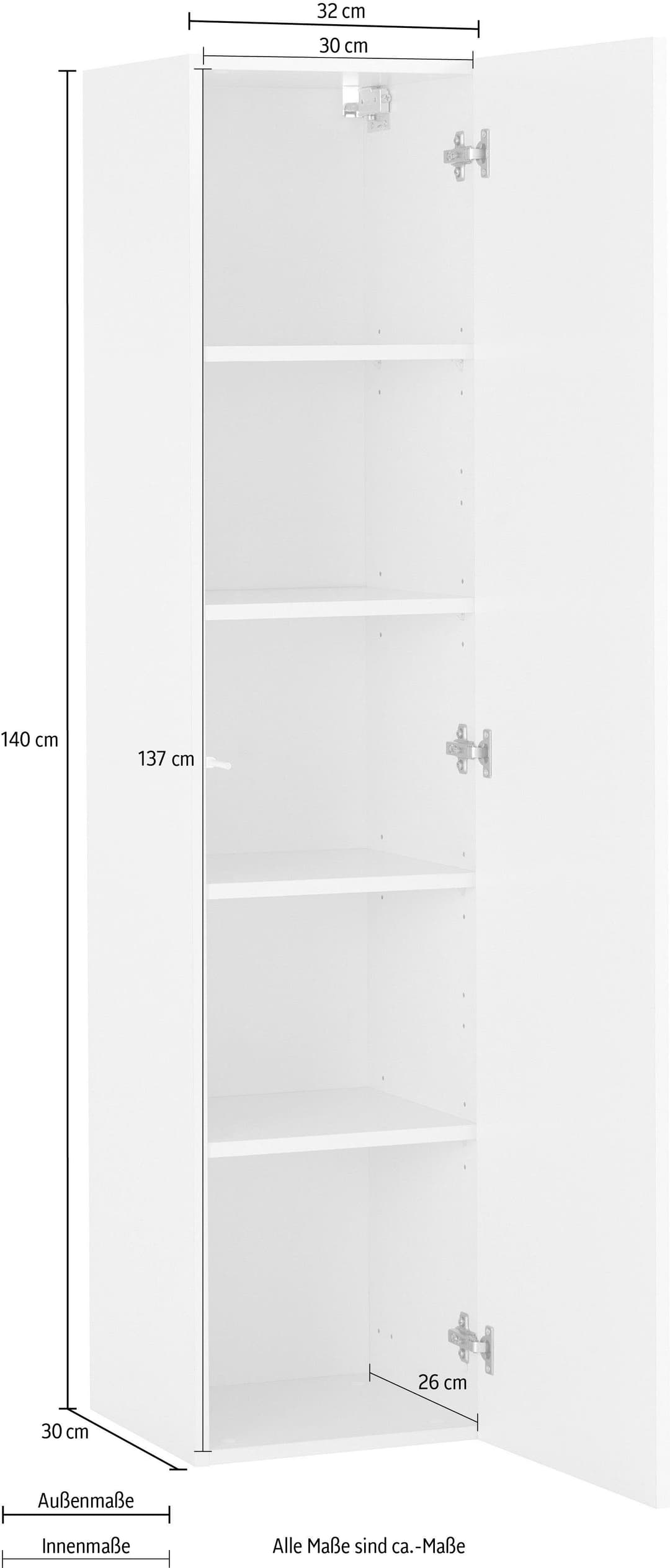 borchardt Möbel Hängevitrine TOLEDO Höhe 140 cm | Weiß