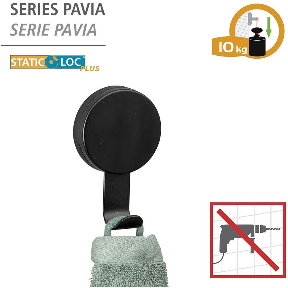WENKO Wandhaken Static-Loc® Plus Pavia | Schwarz