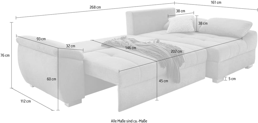 Jockenhöfer Gruppe Ecksofa Alster L-Form | Blau