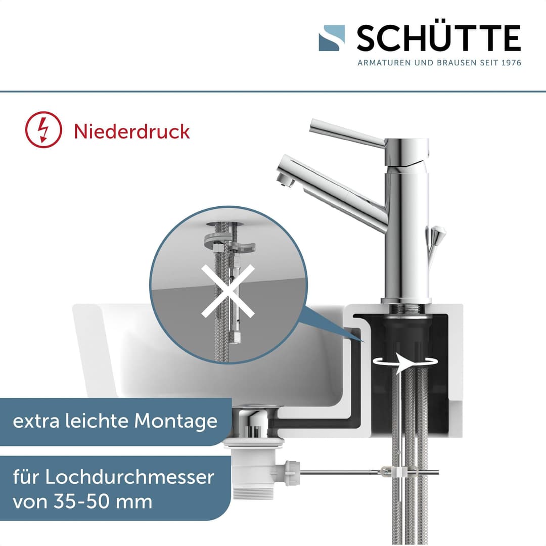 Schütte Cornwall Waschtischarmatur | Silber