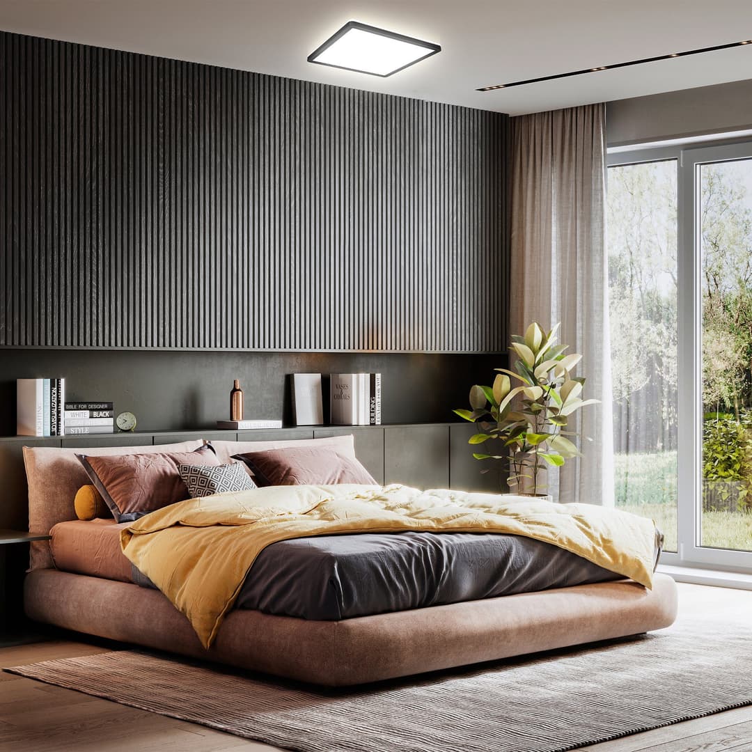 B.K.Licht Panel LED Deckenleuchte | Schwarz