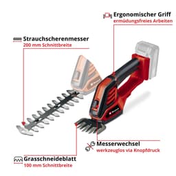 Einhell Akku-Gras- und Strauchscherenset | Schwarz