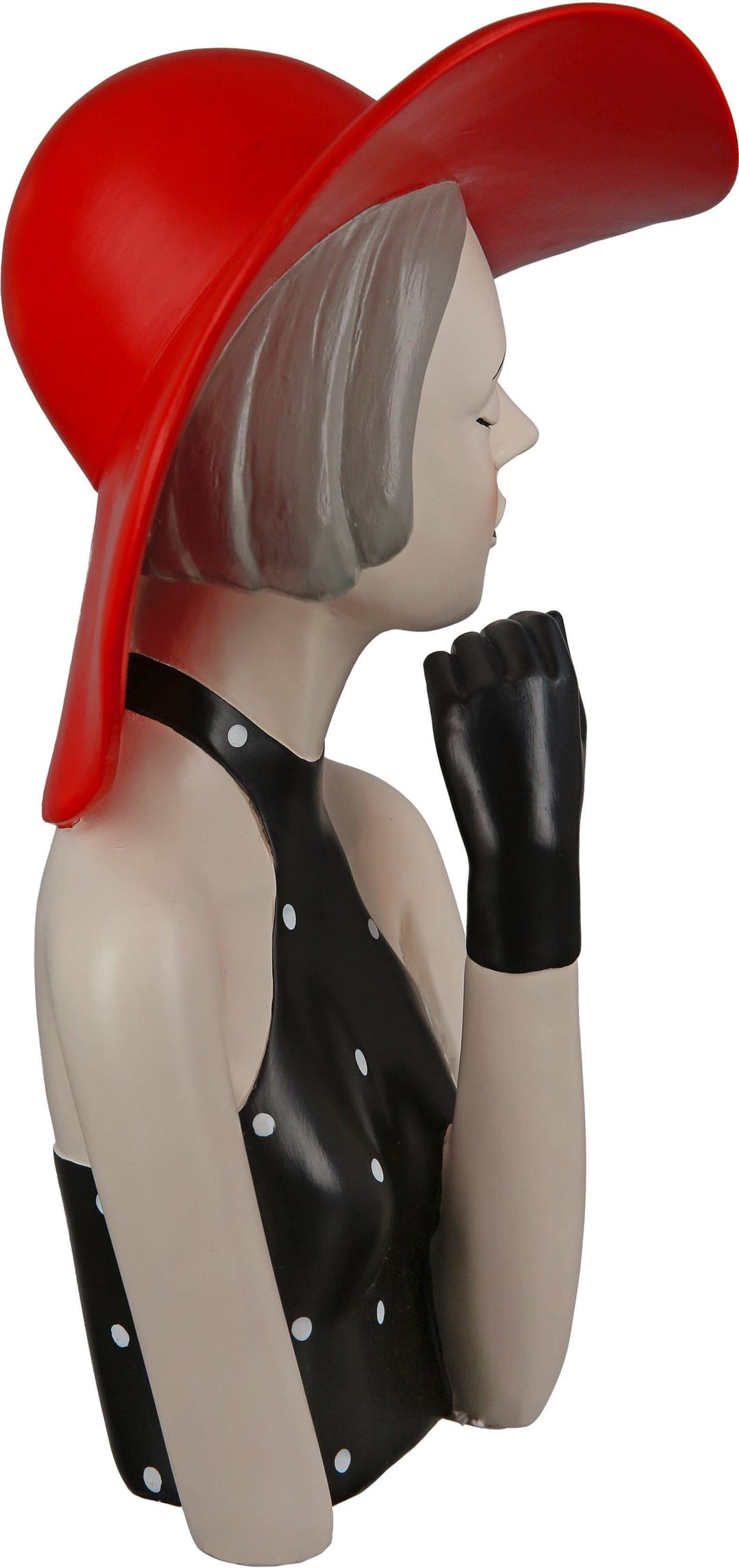 GILDE Dekofigur Lady mit rotem Hut | Rot