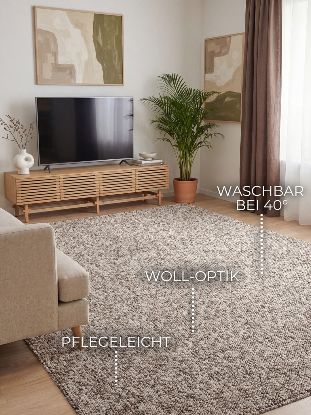 ELLE DECORATION Teppich Rocco | Braun