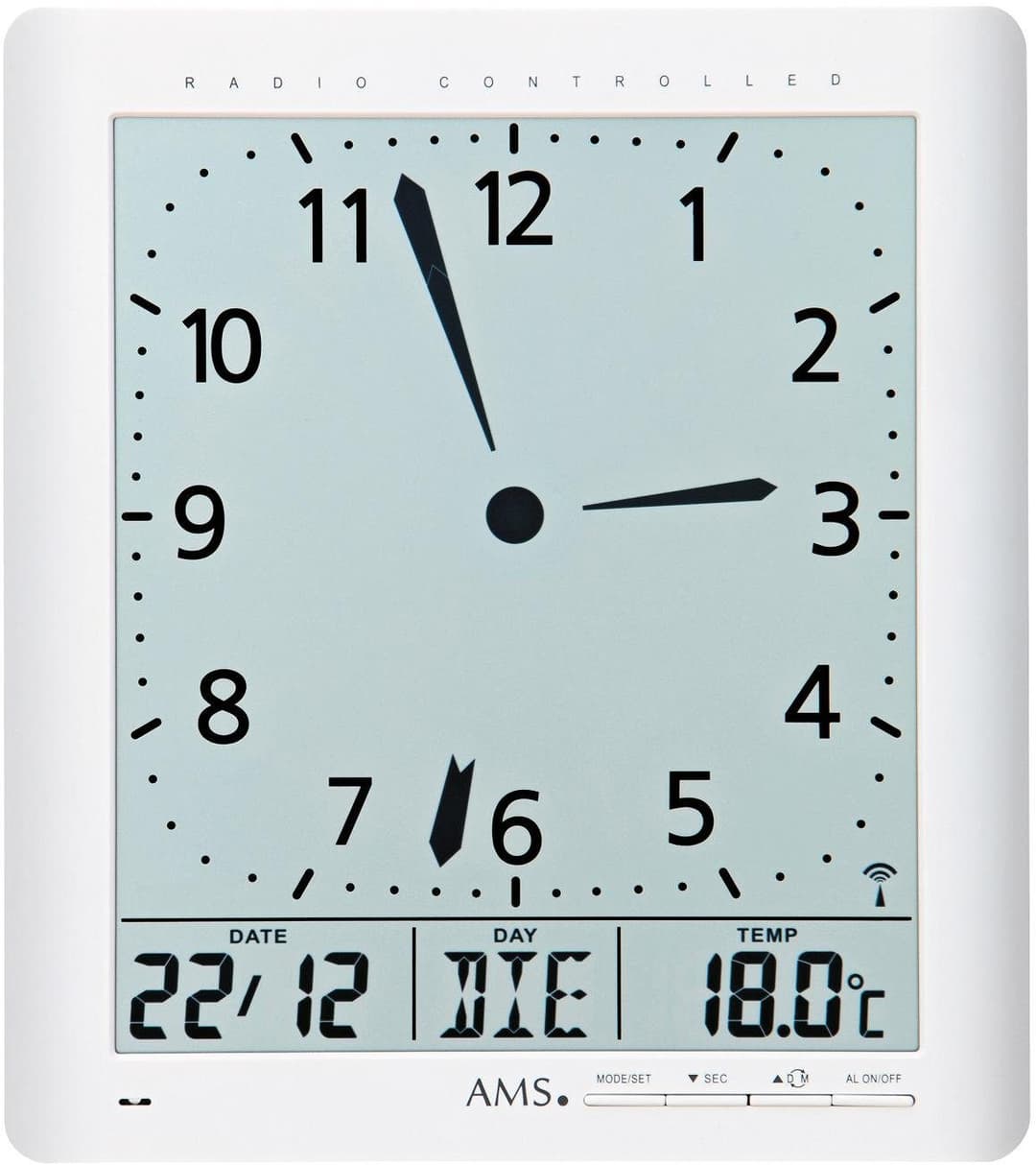 AMS Funkwanduhr F5896 | Weiß