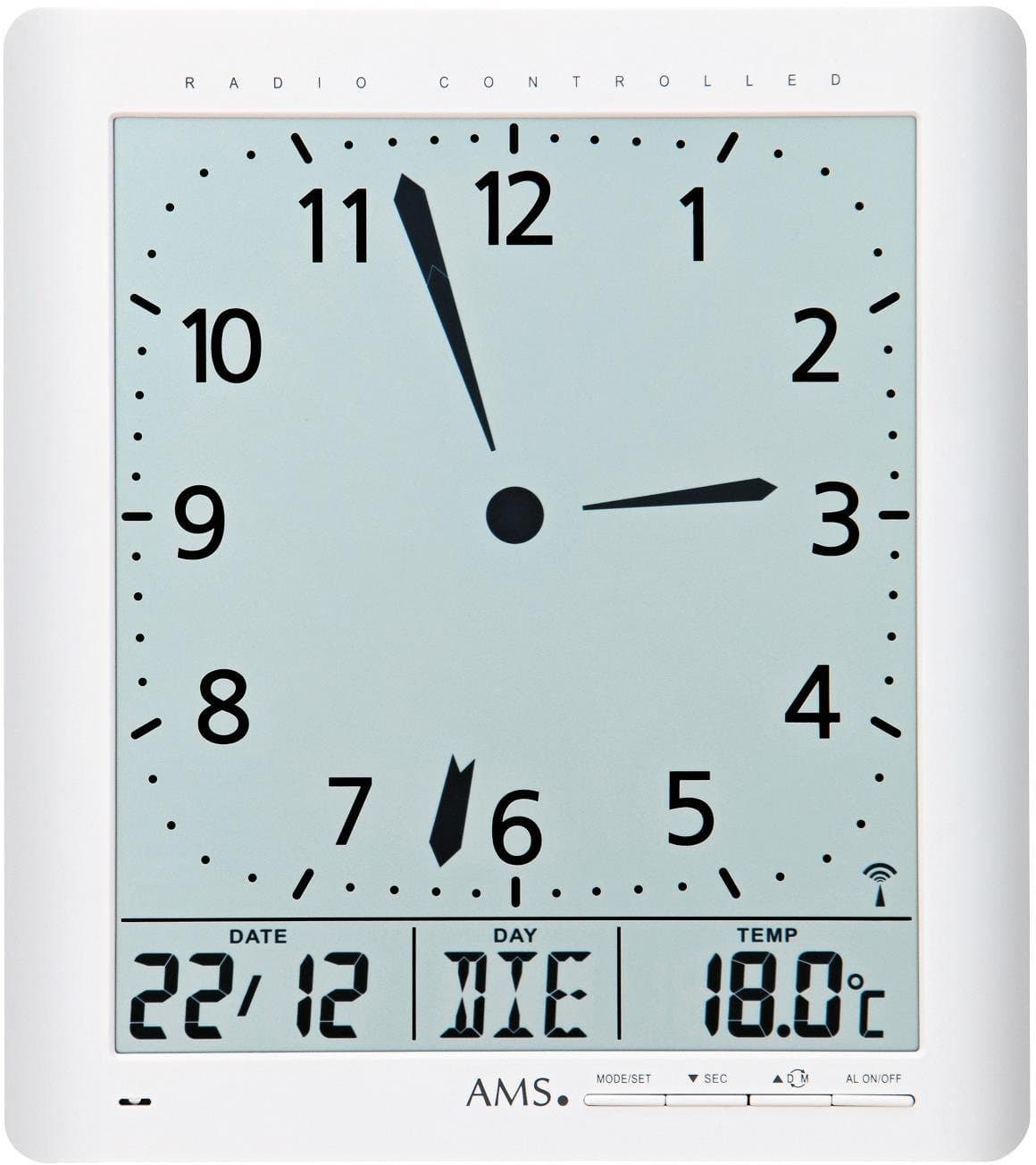 AMS Funkwanduhr F5896 | Weiß