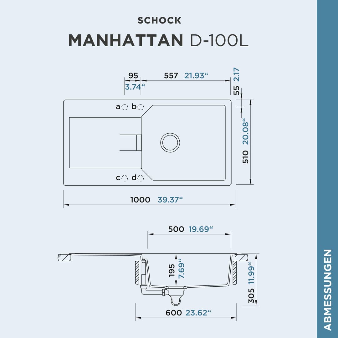 Schock Granitspüle Manhattan D-100L | Schwarz