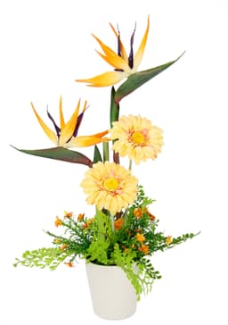 Kunstblume Arrangement Strelitzie/Gerbera | Orange