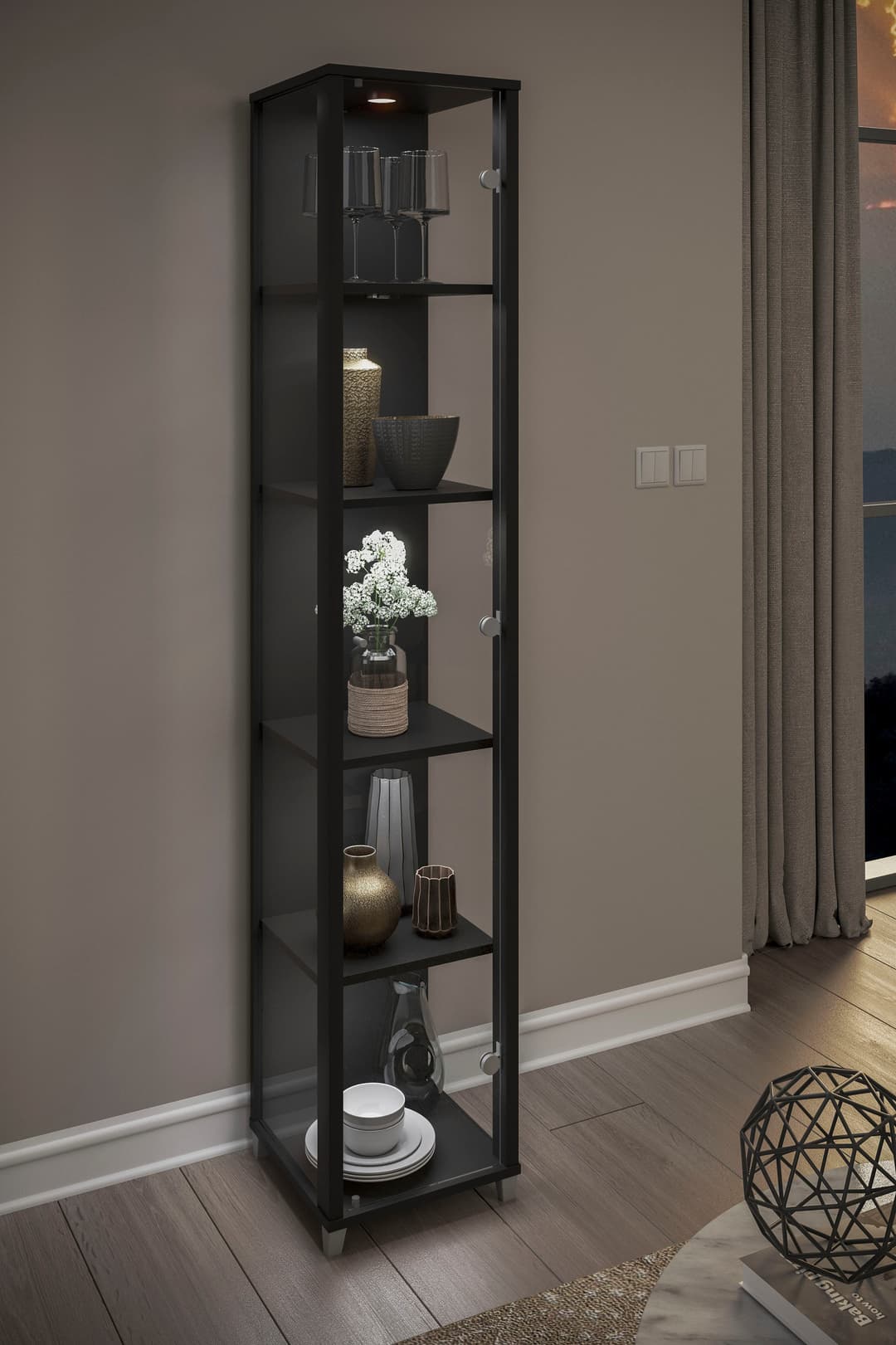 fif möbel Vitrine OPTIMA | Schwarz