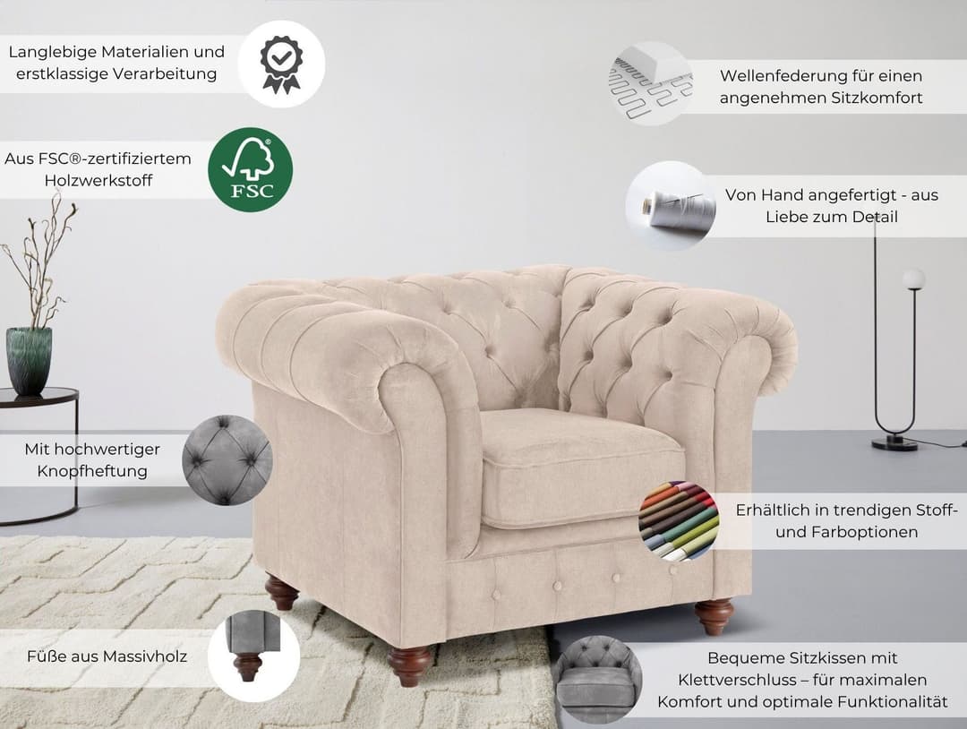 Home affaire Sessel Chesterfield | Beige