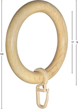 GARESA Gardinenring Holzring mit Haken | Holztöne