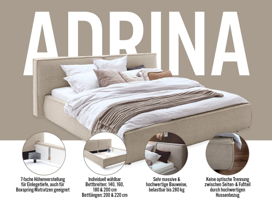 Home affaire Polsterbett Adrina | Grau