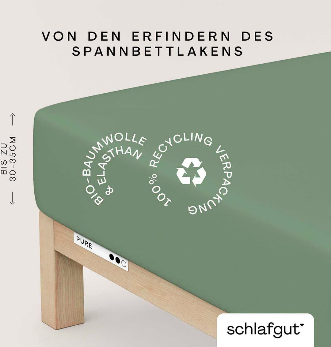 Schlafgut Spannbettlaken PURE Bio-Baumwolle | Grün