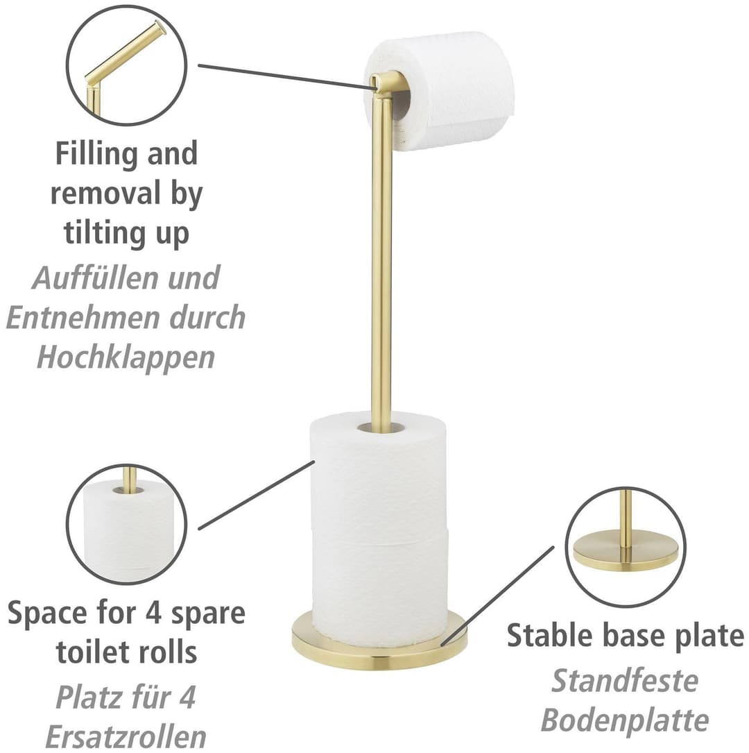 WENKO Toilettenpapierhalter 2in1 | Gold