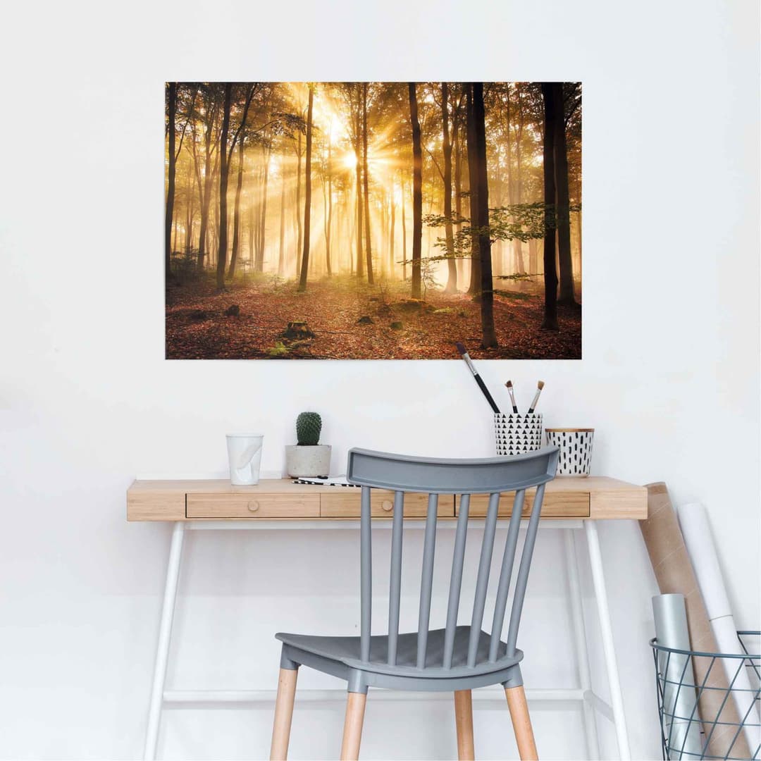 Reinders! Poster Erleuchteter Wald | Holztöne