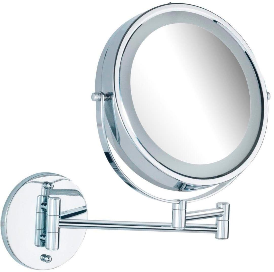WENKO Wandspiegel Power-Loc LED Modell Lumi | Silber
