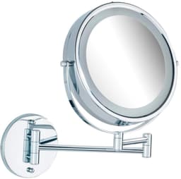 WENKO Wandspiegel Power-Loc LED Modell Lumi | Silber