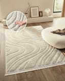 homsy by Ana Johnson Teppich Waavy mit Fransen | Beige