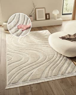 homsy by Ana Johnson Teppich Waavy mit Fransen | Beige