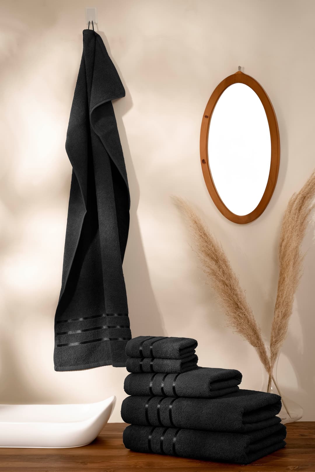 Bruno Banani Clement Handtuch Set | Schwarz