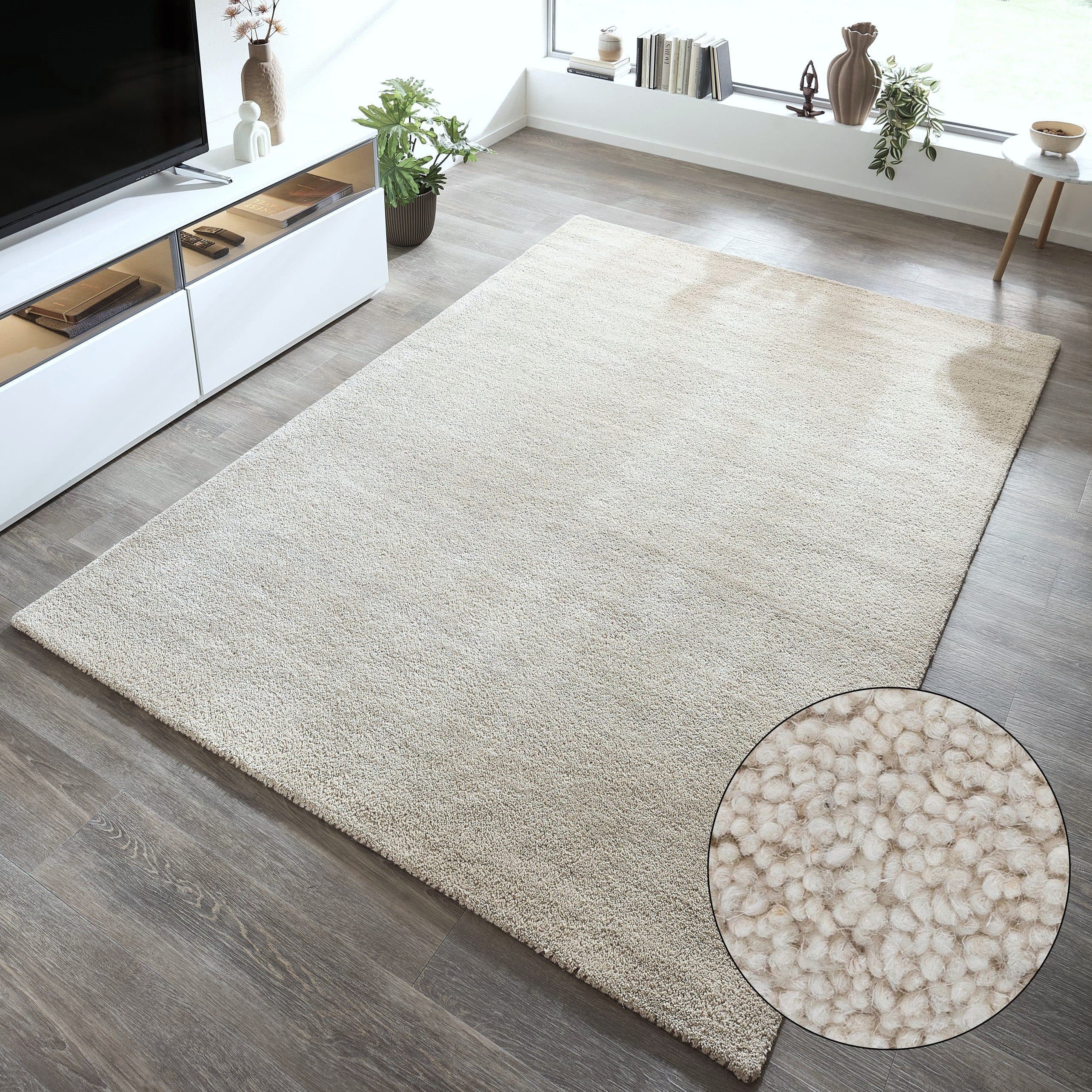 THEKO Wollteppich Gabbeh Uni | Beige